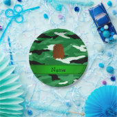 名前bigfoot パーソナライズされた green camouflage ペーパープレート (パーティー)