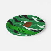名前bigfoot パーソナライズされた green camouflage ペーパープレート (アングル)