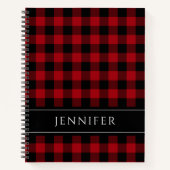 名前Blue & BlackチェックPlaid Ginghamパターンなし ノートブック (正面)