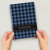 名前Blue & BlackチェックPlaid Ginghamパターンなし ノートブック