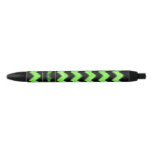 名前Bright Green Zig Zag on Black 黒ボールペン (正面)