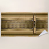 名前Brown Tan Beigeメタリックテクスチャを追加 ビーチタオル (正面)