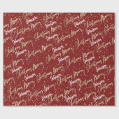 名前Burgundyからのメリークリスマスゴールデンスクリプト ラッピングペーパー (フラット)