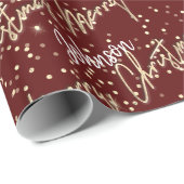 名前Burgundyからのメリークリスマスゴールデンスクリプト ラッピングペーパー (ロールコーナー)