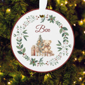 名前Burgundyかわいいテディクリスマスツリー オーナメント