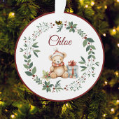 名前Burgundyかわいいテディクリスマスツリー オーナメント