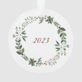 名前Burgundyかわいいテディクリスマスツリー オーナメント (裏面)