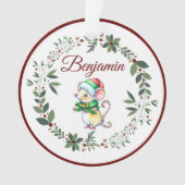 名前Burgundyかわいいマウスクリスマスツリー オーナメント (正面)