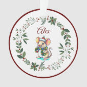 名前Burgundyかわいいマウスクリスマスツリー オーナメント (正面)