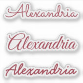 名前Burgundy手書きスクリプトのバージョン シール (正面)