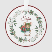 名前Burgundy甘いマウスクリスマスツリー オーナメント (正面)