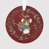 名前Burgundy甘いマウスクリスマスツリー オーナメント (正面)