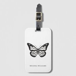 名前Butterfly Black and White ラゲッジタグ