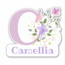 名前Camelliaプラスイニシャルとフローラデザイン