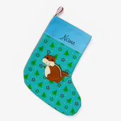 名前chipmunkターコイズクリスマスツリー スモールクリスマスストッキング (正面 (吊り時))