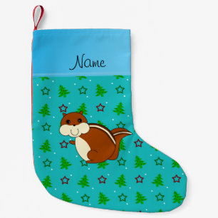 名前chipmunkターコイズクリスマスツリー スモールクリスマスストッキング