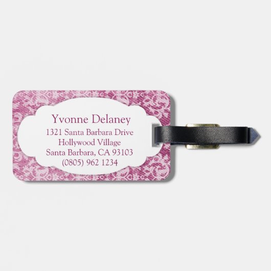 名前damask denimプラム荷物タグ ラゲッジタグ (裏面横)