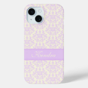 名前damask light purple & cream iPhone 15ケース