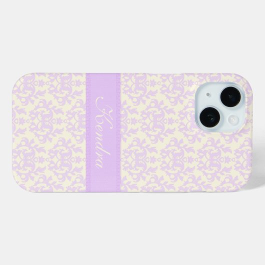 名前damask light purple & cream Case-Mate iPhoneケース (裏面 (横))