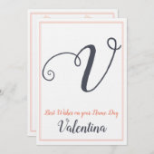 名前Day Saint's Day Letter vモノグラム 招待状 (正面/裏面)