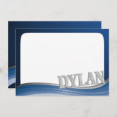 名前Dylanフラットノート付きスチールウェーブ ノートカード (正面/裏面)