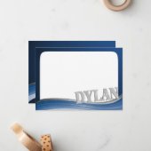 名前Dylanフラットノート付きスチールウェーブ ノートカード (正面/裏面インサイチュ)