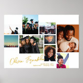 名前Editable 数々の Photo Grad Collage School金ゴールド 箔ポスター (正面)