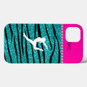 名前gymnastターコイズグリッターゼブラストライプ Case-Mate iPhoneケース (裏面 (横))