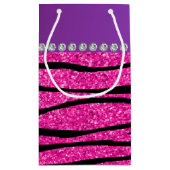 名前gymnastネオンではなくピンクのグリッターゼブラストライプ スモールペーパーバッグ (裏面)