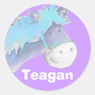 名前ID "Teagen blue purple horse stickers ラウンドシール