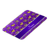 名前indigo purpleグリッター金ゴールドバラハート マグネット (左側)