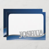 名前Joshuaフラットノート付き鋼波 ノートカード (正面/裏面)