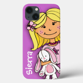 名前kid女の子ブロンドキュードルピンク紫 iPhone 13ケース