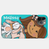 名前kid girl cudles aqua peach Case-Mate iPhoneケース (裏面(横))