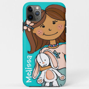 名前kid girl cudles aqua peach iPhone 11 pro maxケース
