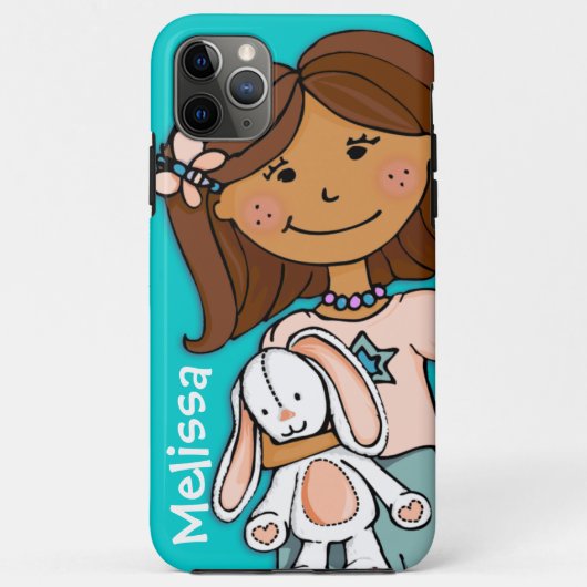 名前kid girl cudles aqua peach Case-Mate iPhoneケース (裏面)