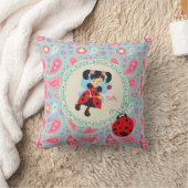 名前ladybug妖精かわいらしピンクペイズリーを追加 クッション (ブランケット)