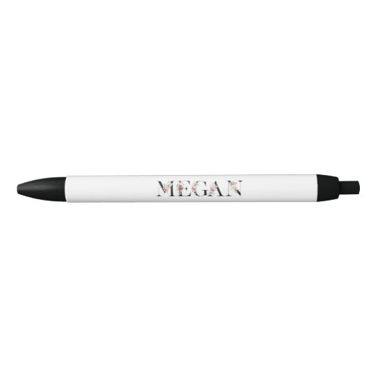 名前Megan 黒ボールペン (正面)
