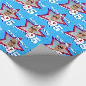 名前mensダブル姿95歳のフォトスターパターン ラッピングペーパー (角)