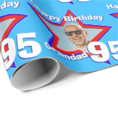 名前mensダブル姿95歳のフォトスターパターン ラッピングペーパー (ロールコーナー)