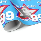 名前mensダブル姿99歳のフォトスターパターン ラッピングペーパー (ロールコーナー)