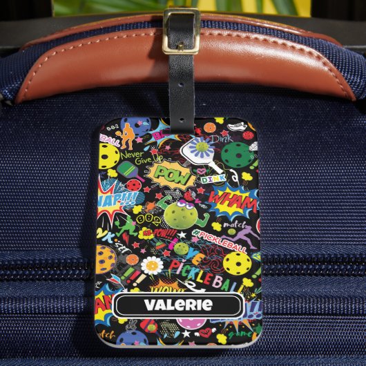 😍名前mixed pickleball black ラゲッジタグ (正面インサイチュ2)