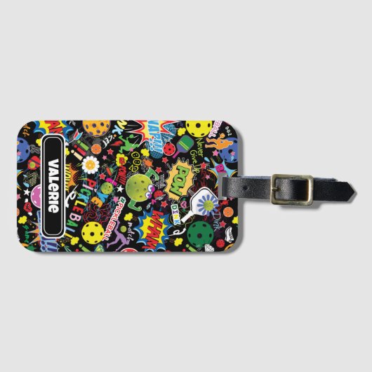 😍名前mixed pickleball black ラゲッジタグ (正面横)