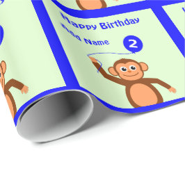 名前monkey 2nd birthday aquaの追加 ラッピングペーパー