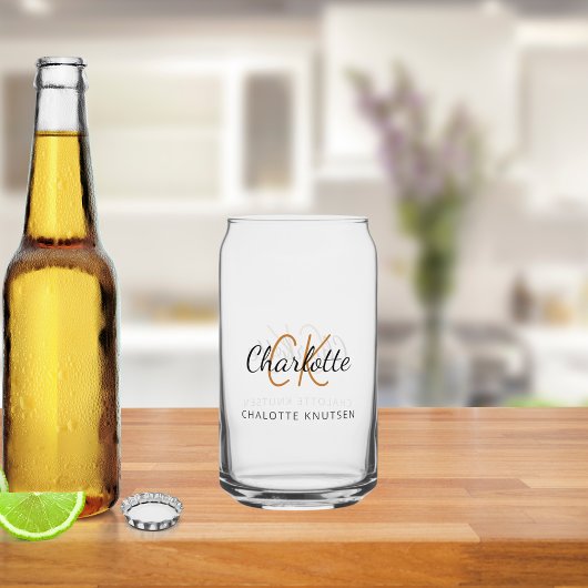 名前monogramイニシャルスクリプト ガラス缶