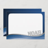 名前Noahフラットノート付き鋼波 ノートカード (正面/裏面)