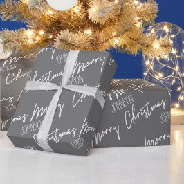 名前Nordic Cousy Grayからのメリークリスマススクリプト ラッピングペーパー