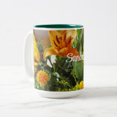 名前on美しい秋のひまわり15oz ツートーンマグカップ (正面左)