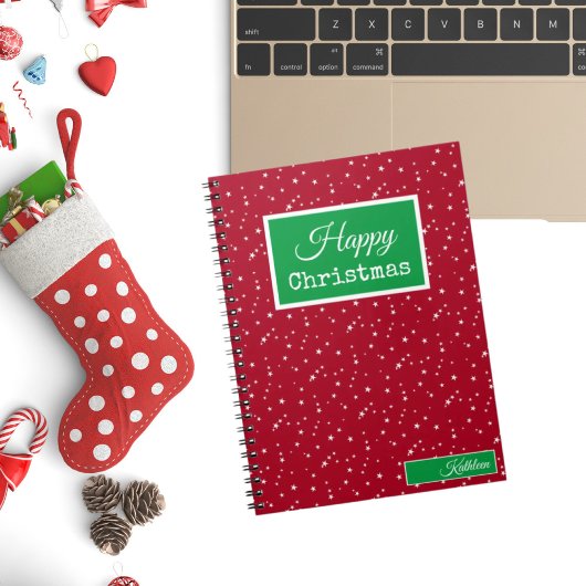 名前on UK Happy Christmas Notebook 6.5x 8.75 ノートブック