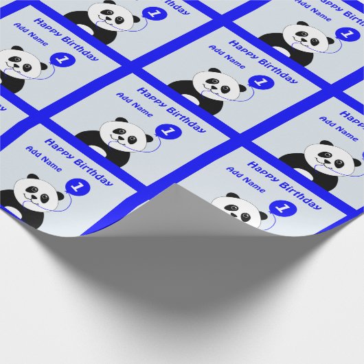 名前panda 1st birthday blueを追加 ラッピングペーパー (角)